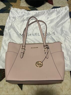 Michael Kors Blush Pink Leather Tote with Gold Hardware